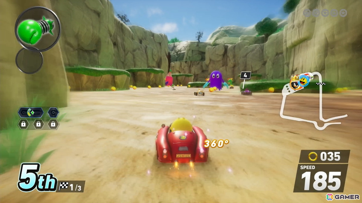 「ソニックレーシング クロスワールド」パックマンパックで登場するコース・パックビレッジ＆メイズではリングに変化が！？獲得すると聞きなじみのある音もの画像