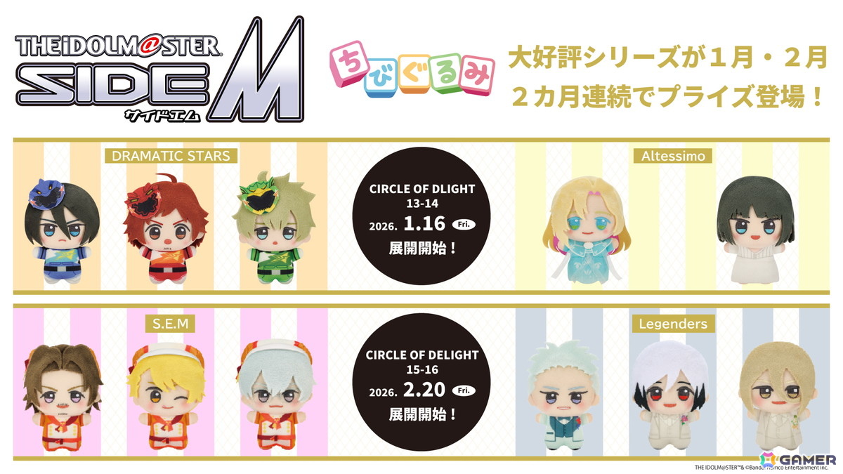 アイドルマスター SideM」よりDRAMATIC STARSとAltessimoのちびぐるみ