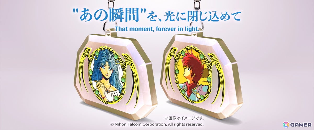 「イースII」のアドルとフィーナが描かれたアクスタキーホルダーの予約受付がスタート！精密に再現されたドット絵や光り輝くオーロラ加工などが施されたプレミアム仕様の画像
