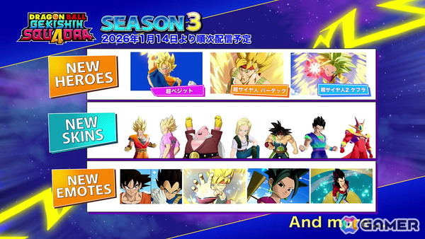 「ドラゴンボール ゲキシン スクアドラ」シーズン3が開幕！超ベジット、超サイヤ人 バーダック、超サイヤ人2 ケフラの3体が登場の画像