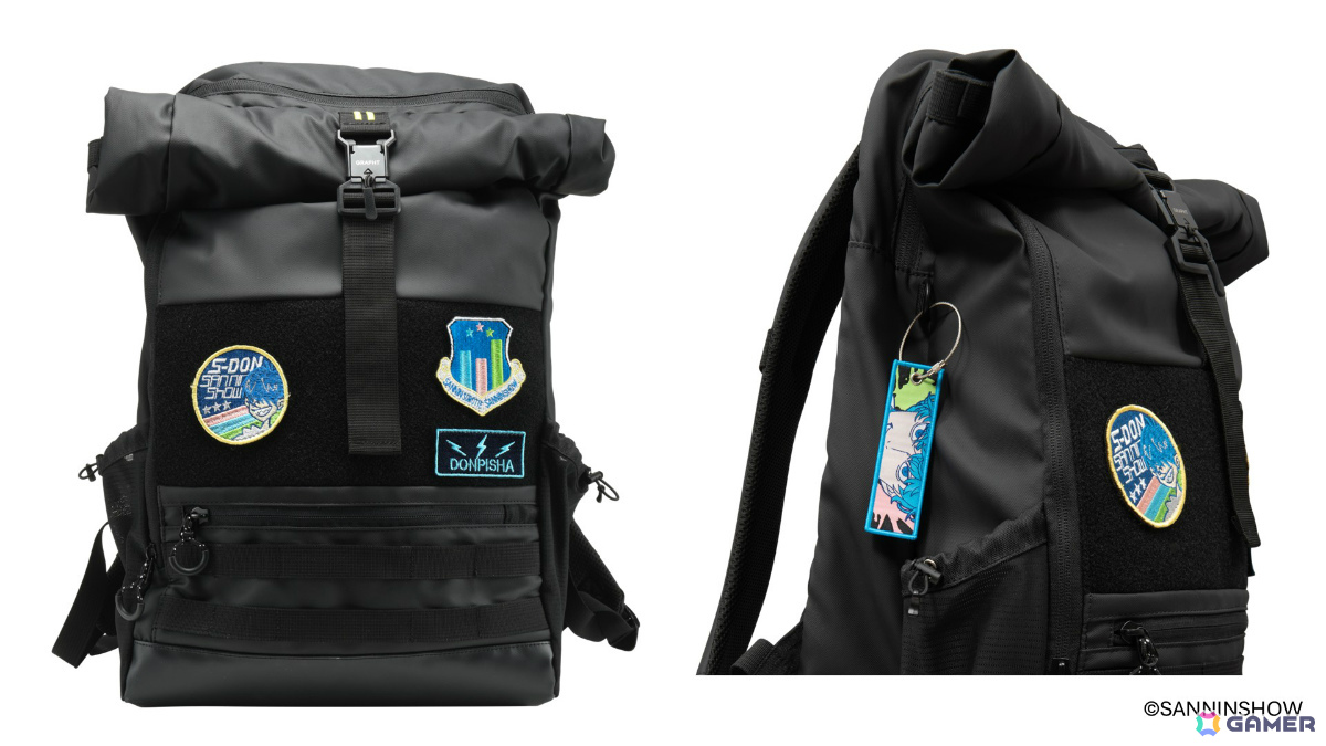 付属のフライトタグ、刺繍ワッペンを本体に付けたイメージ