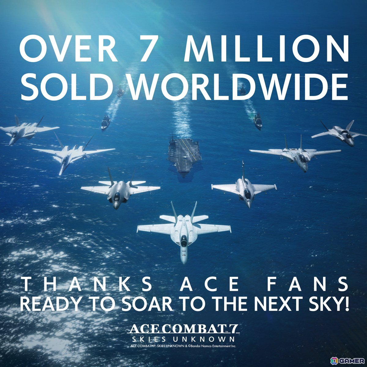 「エースコンバット7 スカイズ・アンノウン」の世界累計販売本数が700万本に到達！シリーズの世界累計販売本数は2,100万本を突破の画像