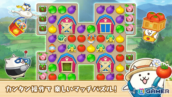 「にゃんこ大戦争」のにゃんこたちと農園ライフをおくるマッチ3パズル「パズルで豊作！にゃんこ村」が配信！の画像4