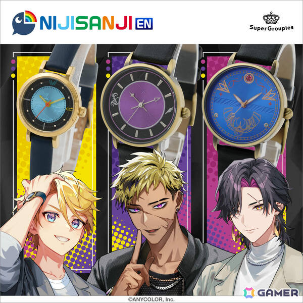NIJISANJI EN所属ユニット・KrisisとSuperGroupiesのコラボグッズが登場！3人をモチーフにしたバッグや腕時計など全13種がラインナップの画像3