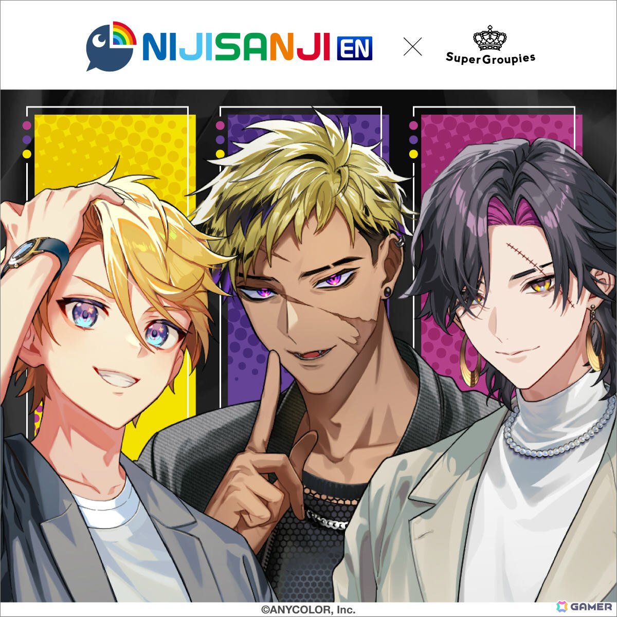 NIJISANJI EN所属ユニット・KrisisとSuperGroupiesのコラボグッズが登場！3人をモチーフにしたバッグや腕時計など全13種がラインナップの画像