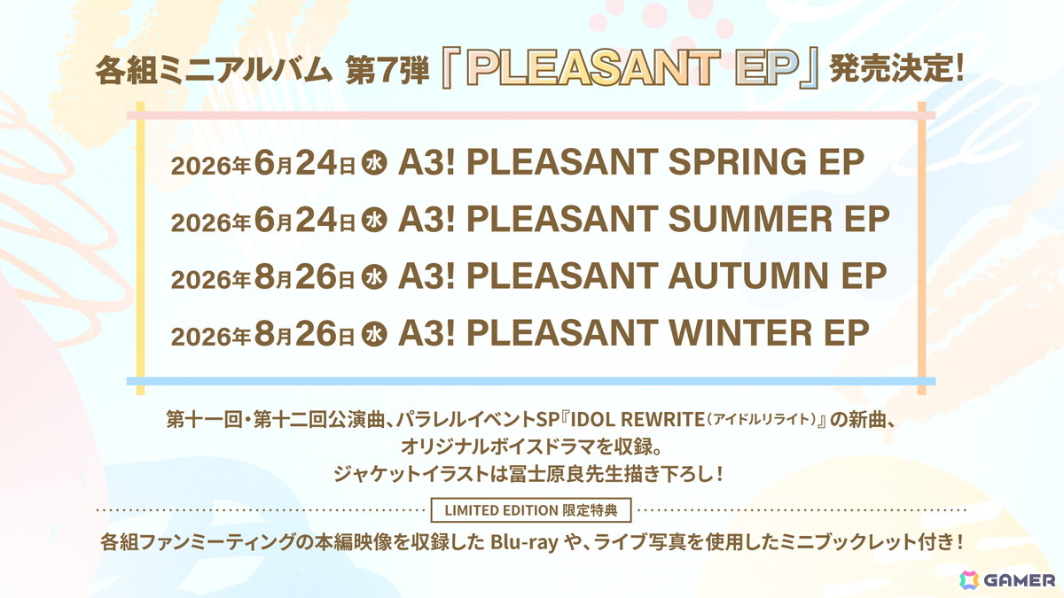 「A3!」メインストーリー第五部が2026年に配信決定!パラレルイベントSPや各組ミニアルバム第7弾、初のASMRボイス作品の情報もの画像