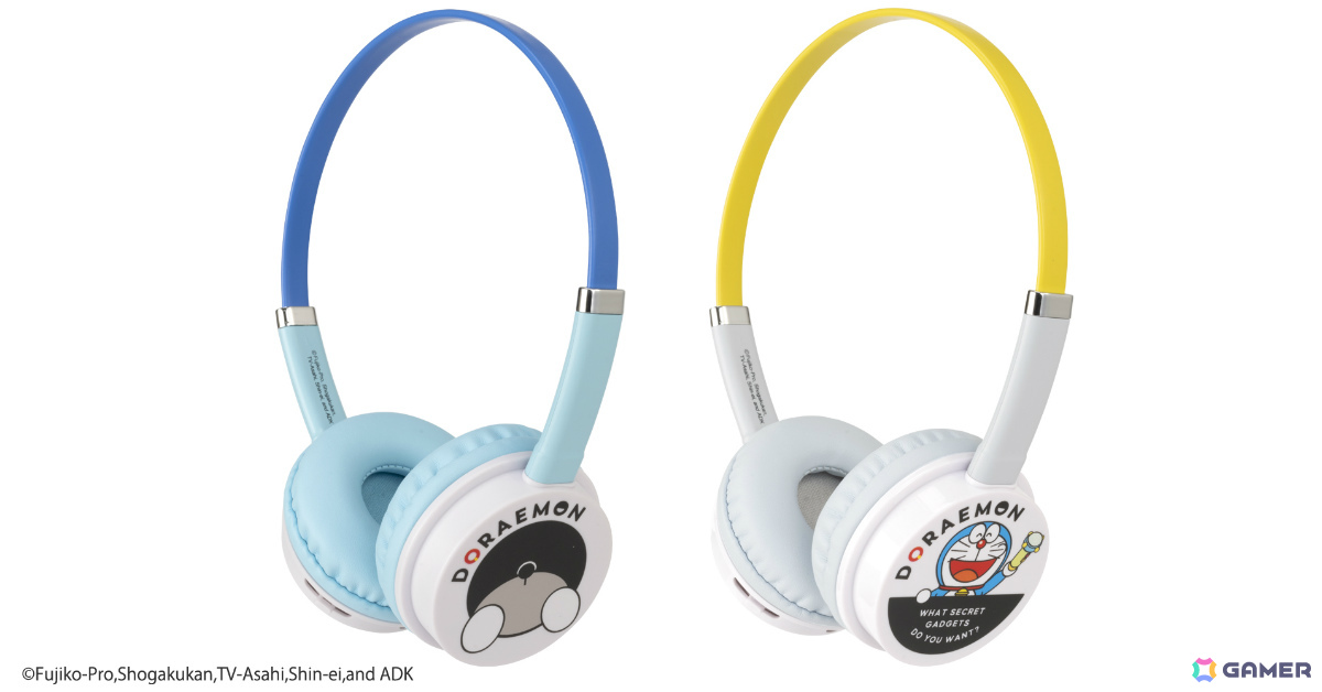 「ドラえもん」のイラスト入りヘッドセットが3月中旬に発売！96gの超軽量設計で長時間使用しても疲れにくいの画像