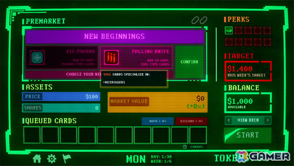 株式市場をねじ曲げて勝ち上がるローグライク・デッキ構築型ゲーム「Insider Trading」が2月18日にリリース！の画像