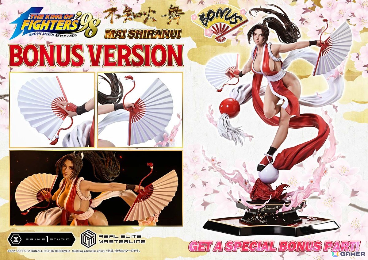 「THE KING OF FIGHTERS '98」不知火舞を高精細に捉えたスタチューが登場!番傘モチーフの背景スタンドを添えて様々なシーンを演出しようの画像