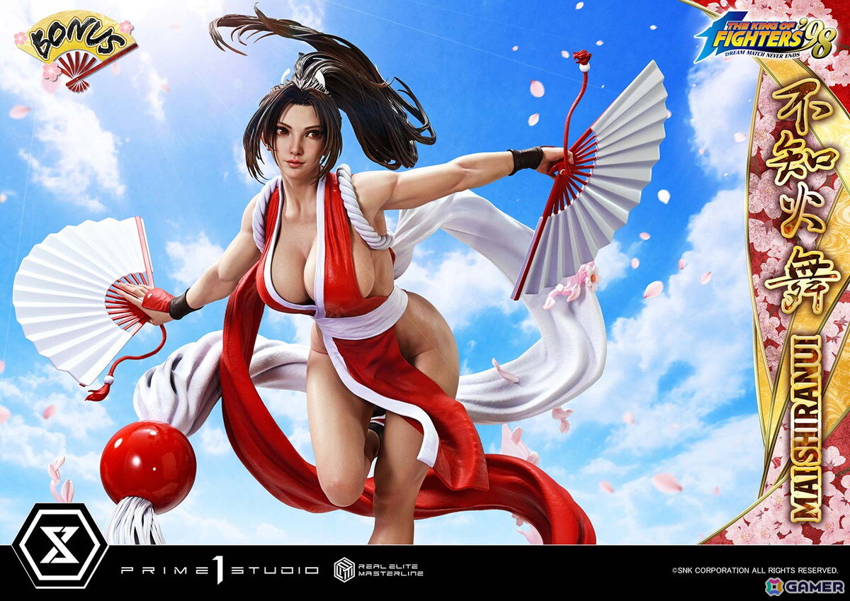 「THE KING OF FIGHTERS '98」不知火舞を高精細に捉えたスタチューが登場!番傘モチーフの背景スタンドを添えて様々なシーンを演出しようの画像