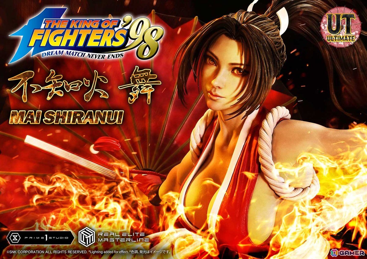 「THE KING OF FIGHTERS '98」不知火舞を高精細に捉えたスタチューが登場!番傘モチーフの背景スタンドを添えて様々なシーンを演出しようの画像