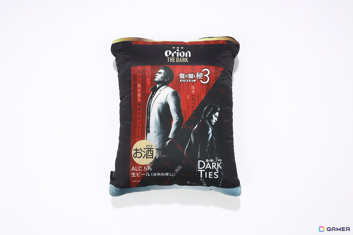 「龍が如く 極3 / 龍が如く3外伝 Dark Ties」とオリオン ザ・ダークのコラボ缶＆グッズが発売決定！ステッカーやTシャツ、クッションブランケットもラインナップの画像