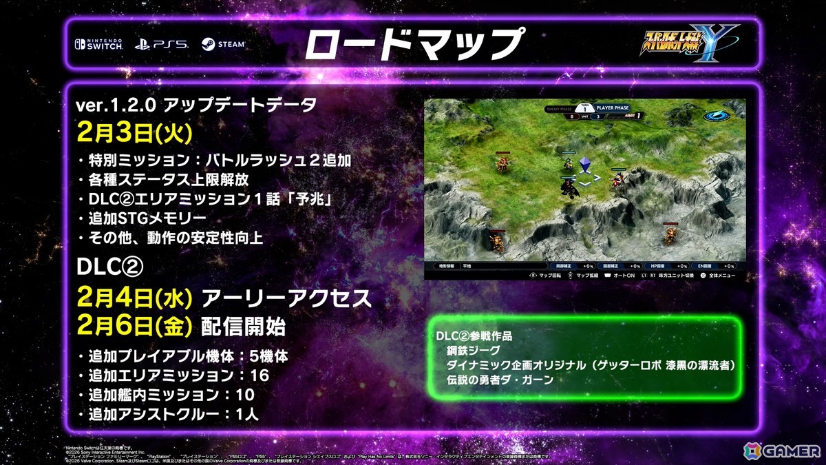 「スーパーロボット大戦Y」鋼鉄ジーグやゲッターノワール 1号機、ダ・ガーンXなど参戦の「DLC2.～目覚める魂～」が2月6日に配信！の画像