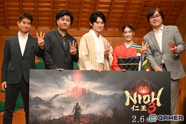 「仁王3」完成発表会に本郷奏多さんと土屋太鳳さんがキャラをイメージした和装で登場！2月3日の節分にちなんで、鬼と戦う追難式にも挑戦の画像19