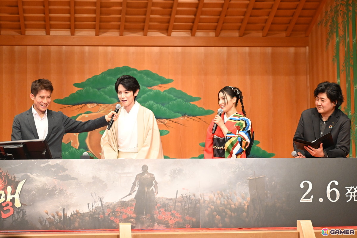 「仁王3」完成発表会に本郷奏多さんと土屋太鳳さんがキャラをイメージした和装で登場！2月3日の節分にちなんで、鬼と戦う追難式にも挑戦の画像