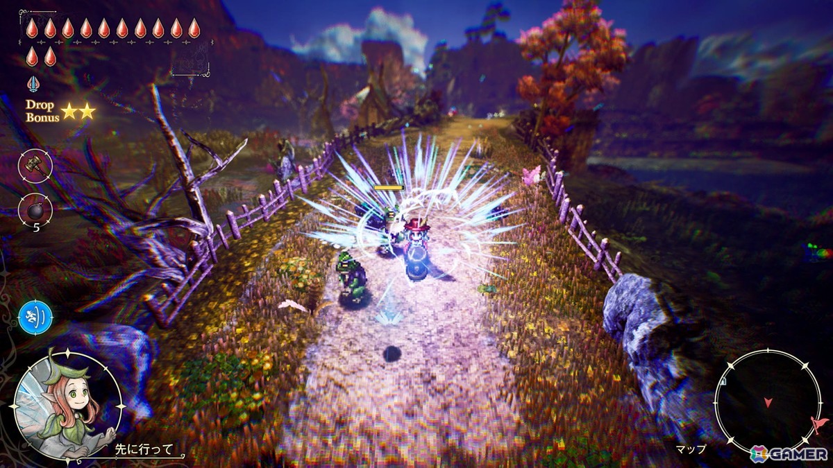 多くの武器は攻撃ボタンを長押しすることで、通常のアクションとは異なる必殺技を繰り出すことができる。