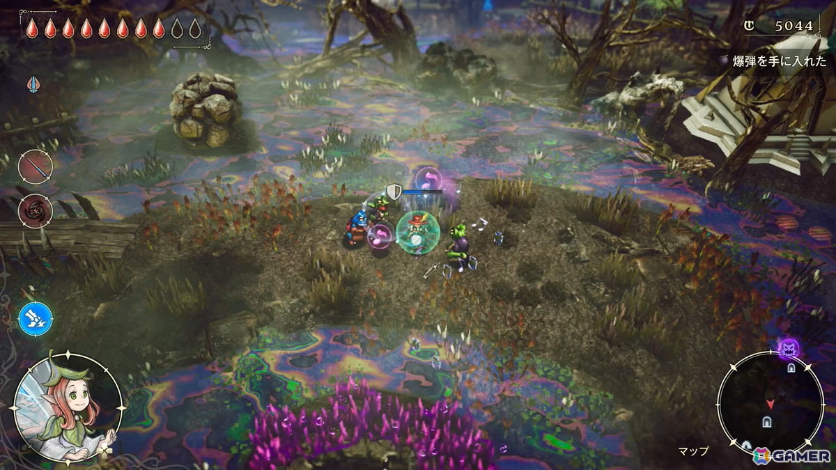 剣で攻撃をした後、全方向をガードする盾を展開できる魔石。更に、ガード成功時の攻撃を強化する魔石と組み合わせれば、乱戦を切り抜ける攻防一体の組み合わせとなる。