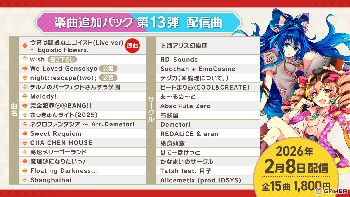 「東方ダンマクカグラ ファンタジア・ロスト」ZUN氏作曲の「唯一無二のシミュラークル」、まらしぃ氏による「Re:Unknown X （marasy with 弦楽四重奏）」が無料配信！の画像