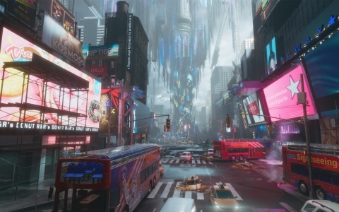 「プラグマタ」月面施設に3Dプリントで再現されたニューヨークの街、タイムズスクエアのようなステージを紹介！