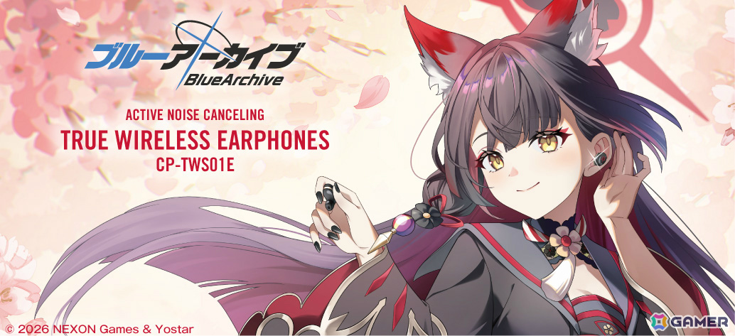 「ブルアカ」ワカモ（CV：斎藤千和）の録り下ろしボイスを搭載したコラボワイヤレスイヤホンの受注販売が2月14日15時より開始！の画像
