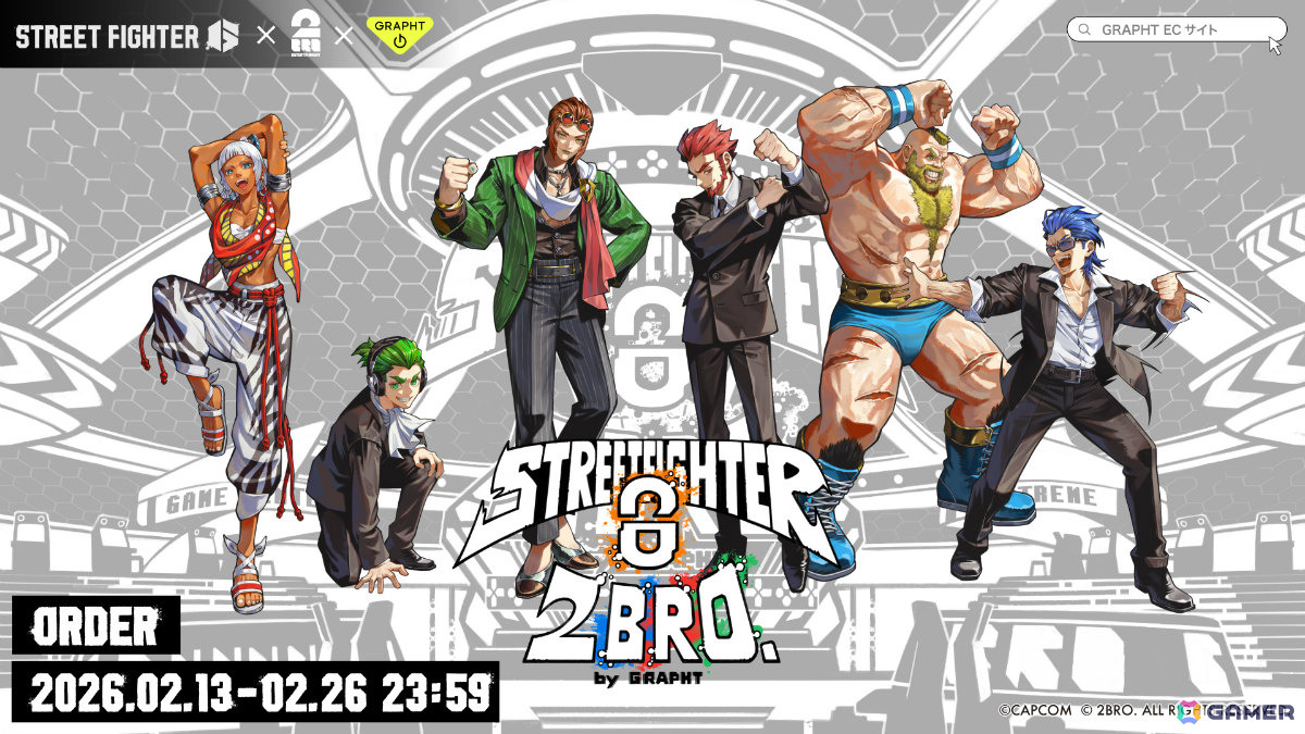 「スト6」×2BRO.×GRAPHTによるコラボアイテムのラインナップが発表！アパレルやキルティングトート、モニターマスコット、“ほりにし”などの予約販売が開始の画像