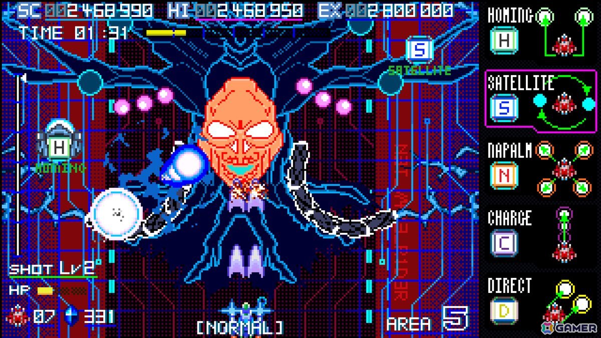 縦スクロールSTG「Blaze of Storm」が発売！サイバー調のピクセルグラフィックや変化に富んだステージ構成が特徴の画像10