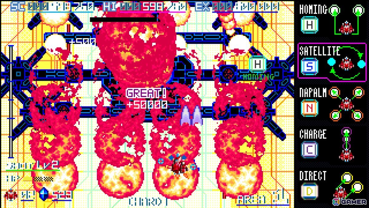 縦スクロールSTG「Blaze of Storm」が発売！サイバー調のピクセルグラフィックや変化に富んだステージ構成が特徴の画像4