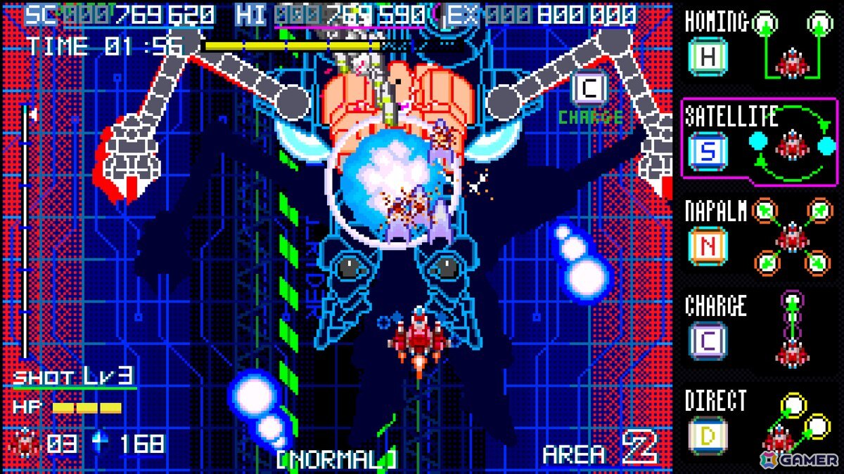 縦スクロールSTG「Blaze of Storm」が発売！サイバー調のピクセルグラフィックや変化に富んだステージ構成が特徴の画像5