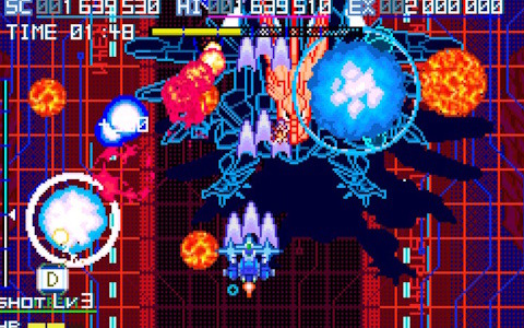 縦スクロールSTG「Blaze of Storm」が発売！サイバー調のピクセルグラフィックや変化に富んだステージ構成が特徴