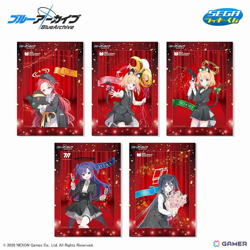 「ブルアカ」のセガ ラッキーくじが2月24日発売！QP:flapper描き下ろしの5周年記念イラストやセガハードと共演するデフォルメイラストグッズが登場の画像