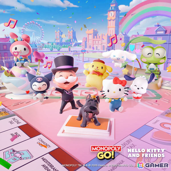 「MONOPOLY GO!」ハローキティアンドフレンズとのコラボが3月11日より開催！カラフルなトラックを駆け抜けるレースなどのミニゲームやコラボアイテムが登場の画像1