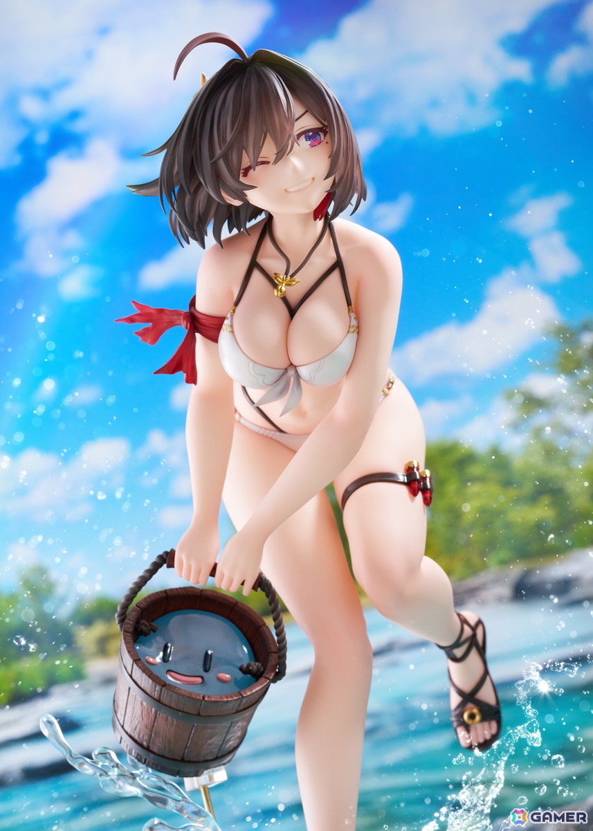 「ユミアのアトリエ」ユミアが夏の日差しを感じさせる瑞々しい水着姿で立体化!ぷにをバケツで汲み上げた瞬間の弾けるような笑顔が印象的の画像