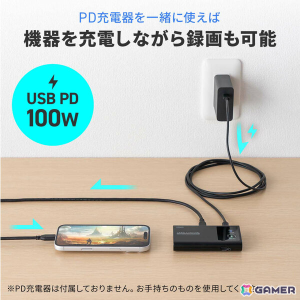 PC不要のビデオキャプチャー「400-MEDI054」が発売！USB-C映像入力のフルHD/60fps録画を充電しながらmicroSDカードへ直接保存可能の画像