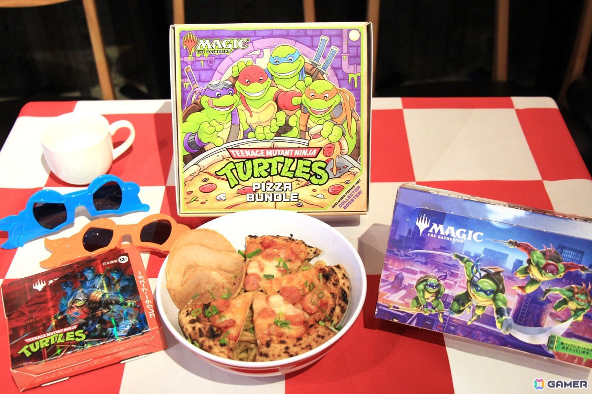 「マジック：ザ・ギャザリング｜ミュータント タートルズ」発売PRイベントで「ピザラーメン」実食をかけてママタルト 檜原洋平さん・大鶴肥満さんが対決！の画像