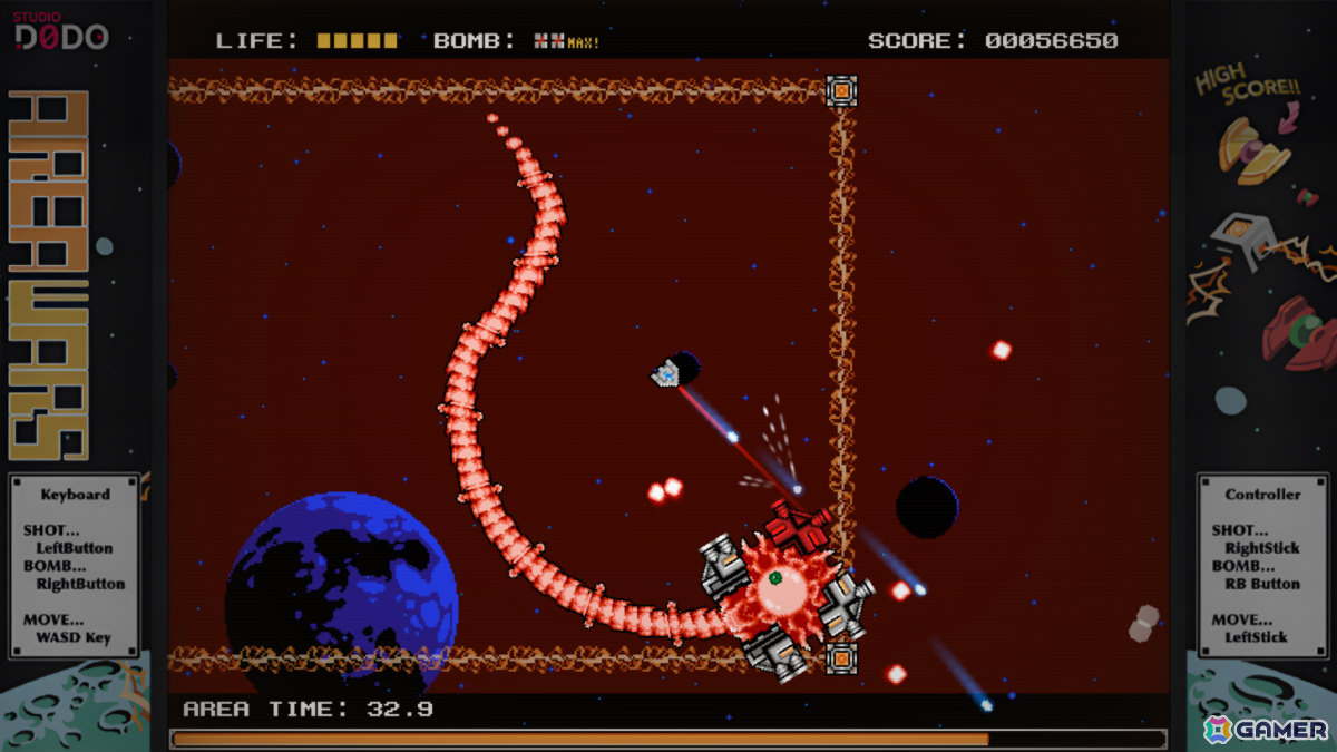 全方位から迫り来る敵を迎え撃つ2Dシューティング「AREA WARS」がリリース！連鎖爆発による爽快なスコアアタックを楽しもうの画像4