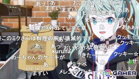 第4位 ストリートのセカイのミクがMEIKOとクッキーを作る場面