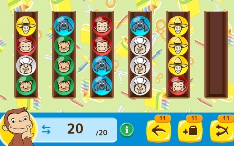 おさるのジョージが暮らす街のお店をどんどん大きくしていくパズル＆シミュレーション「おさるのジョージ わくわく！パズルdeショップ」が配信！