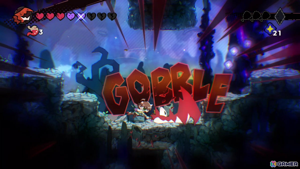 捕食の際には、大きな「GOBBLE」の文字が！