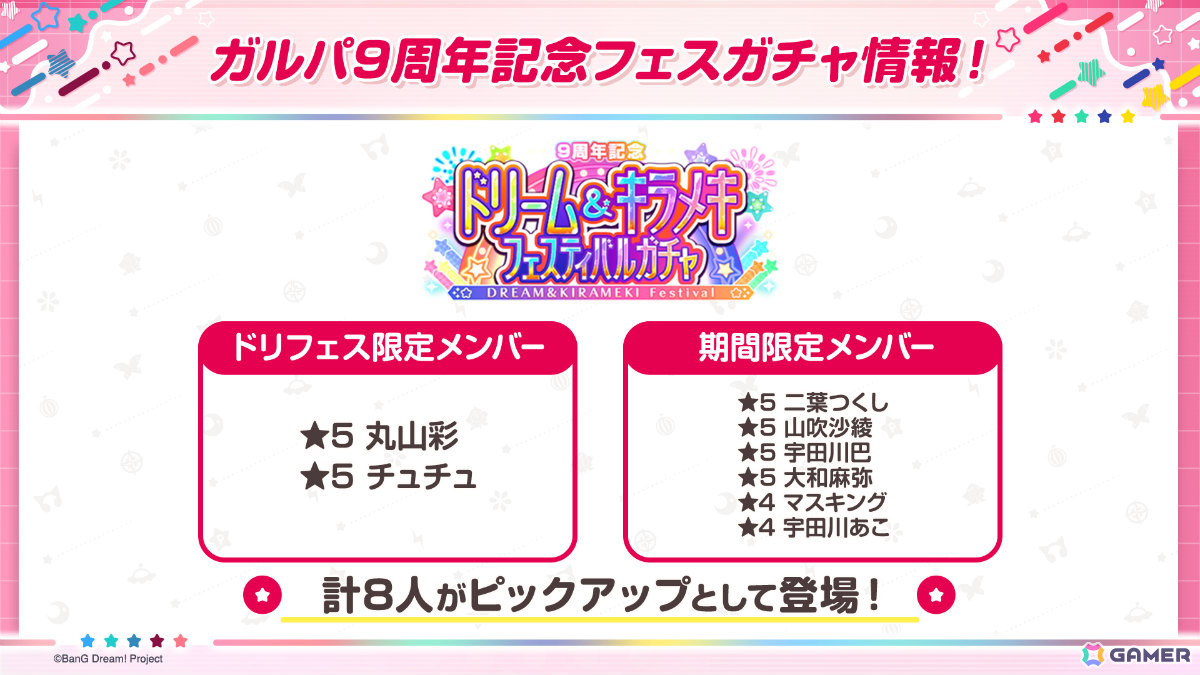 「ガルパ」彩とチュチュがドリフェス限定メンバーとして3月14日に登場！つくし、沙綾ら6人の期間限定メンバーも先行登場の画像
