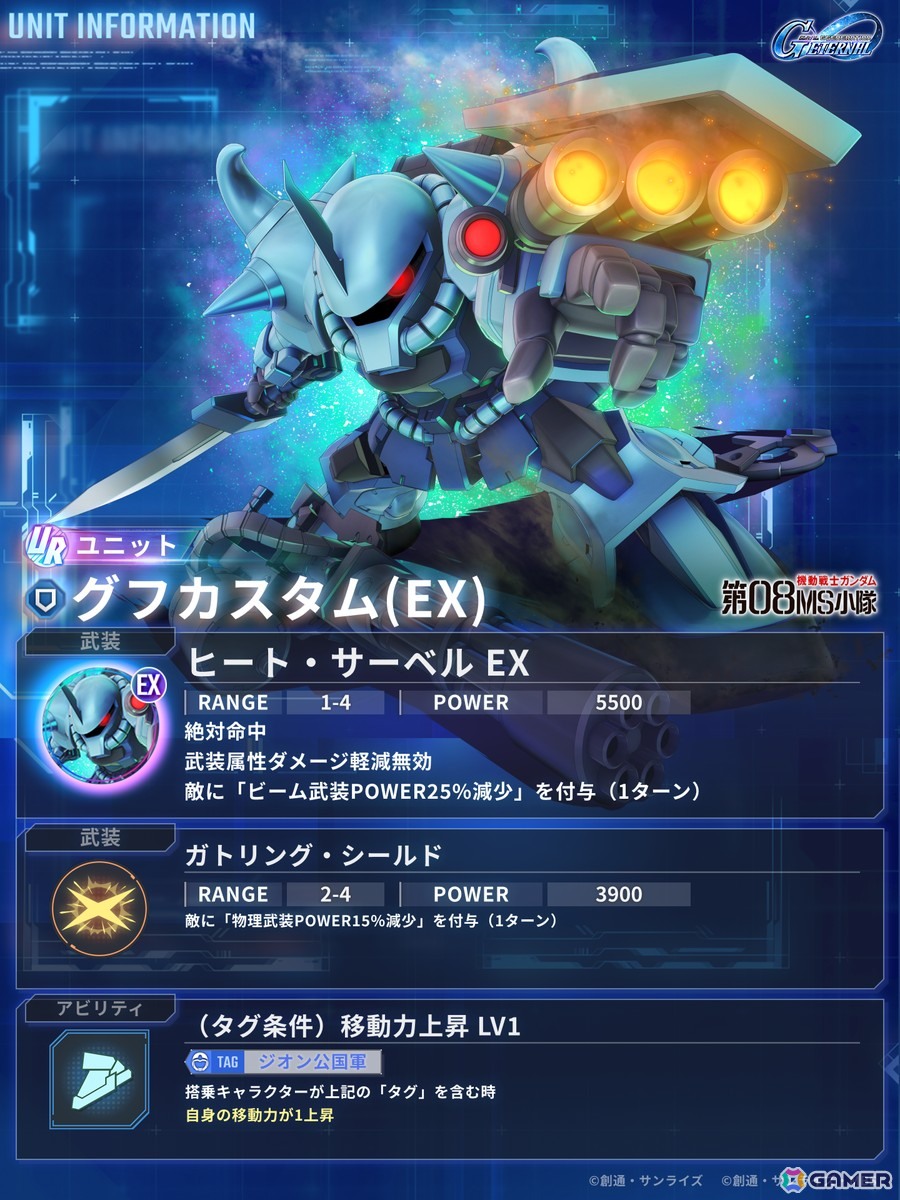「SDガンダム ジージェネレーション エターナル」でストーリーイベント「機動戦士ガンダム 第08MS小隊」が開催！UR「グフカスタム（EX）」などがピックアップガシャに登場の画像5
