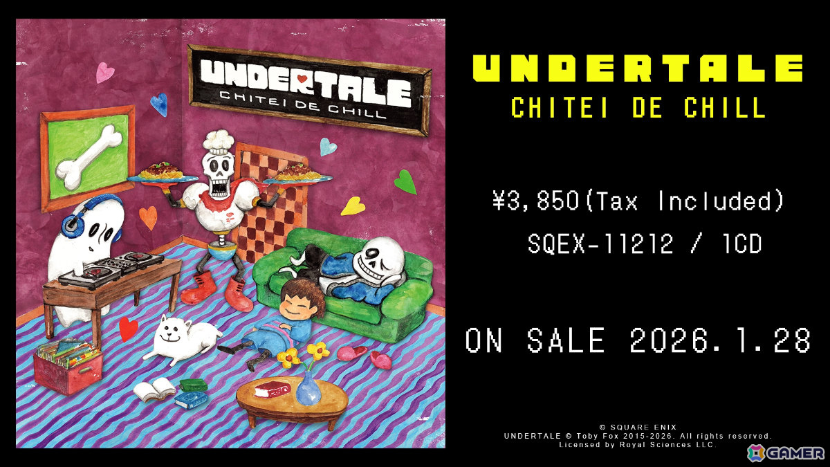 「UNDERTALE」10周年を記念してスクエニとのコラボTシャツが発売！サンズ＆チョコボなどの描き下ろしイラストがデザインされた全5種の画像12