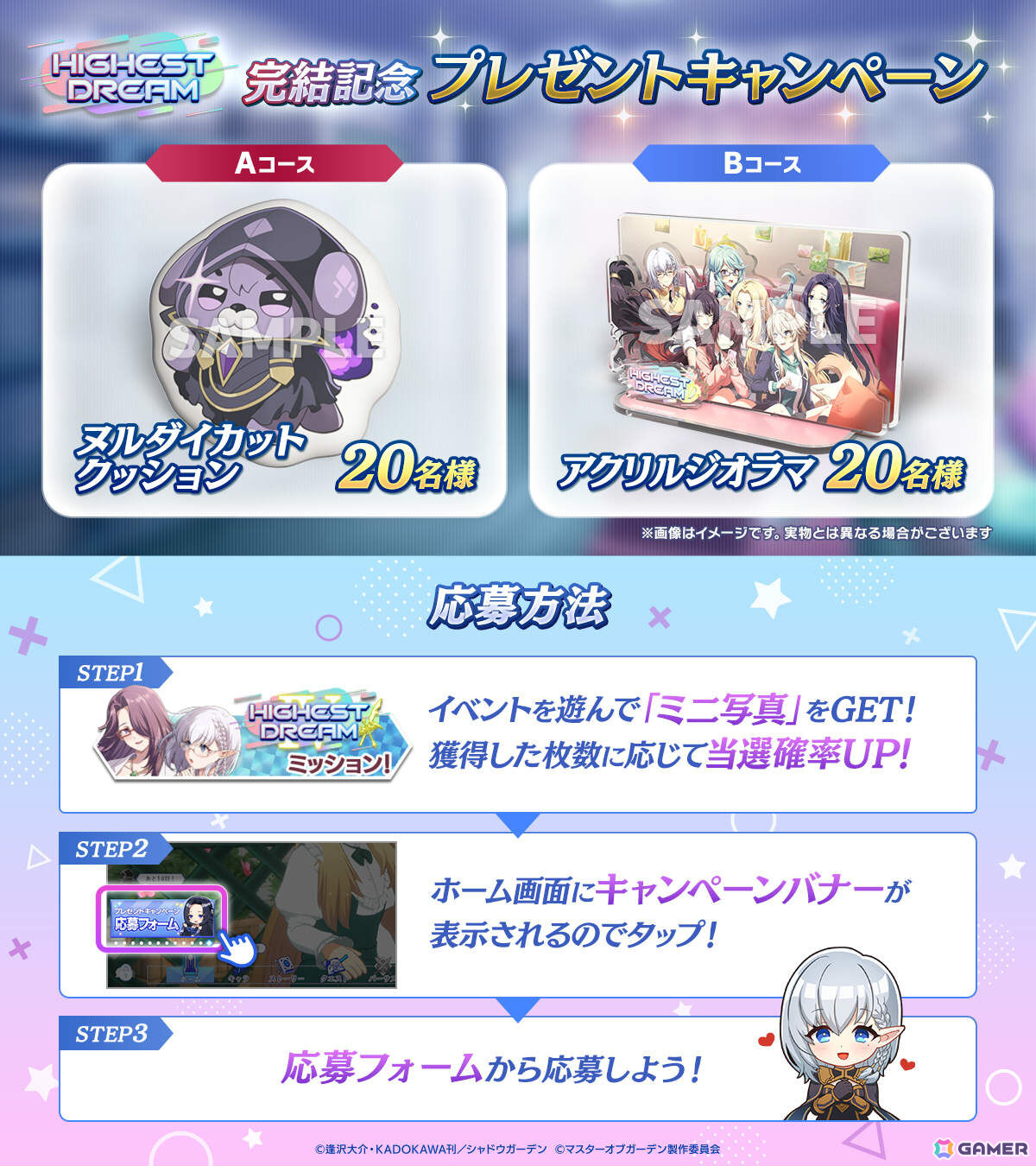 「陰の実力者になりたくて！マスターオブガーデン」シーズナルイベント「HIGHEST DREAM」シリーズが完結！制服姿のベータもガチャに登場の画像