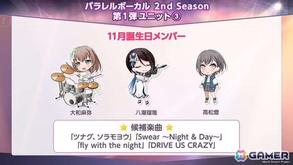 「ガルパ」バンドストーリー新章の制作や10周年展の開催が決定！パラレルボーカル 2nd Seasonは同じ誕生月のメンバー同士でユニットを結成の画像4