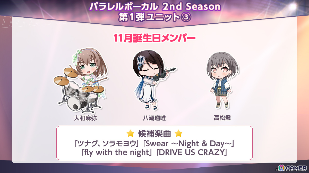 「ガルパ」バンドストーリー新章の制作や10周年展の開催が決定！パラレルボーカル 2nd Seasonは同じ誕生月のメンバー同士でユニットを結成の画像