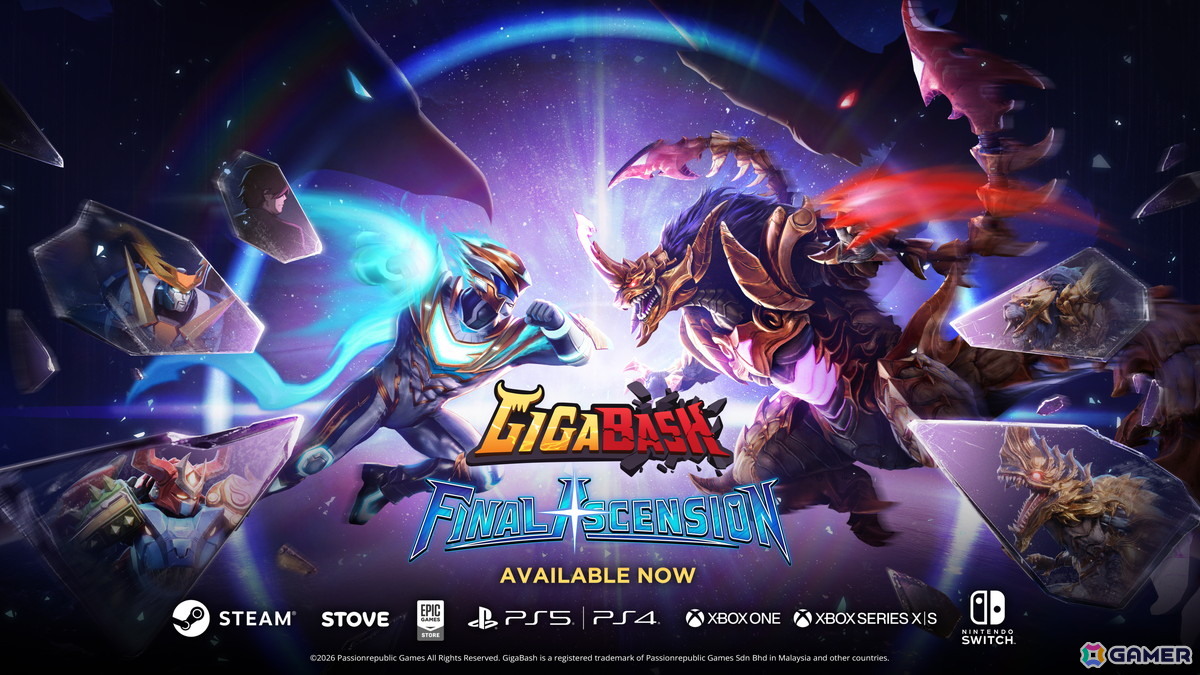 「GIGABASH」に新キャラクター ガヤギガマンとザルゴラを実装するFinal Ascension DLCが3月27日に配信！新ステージや新楽曲、新チャプターも追加の画像1