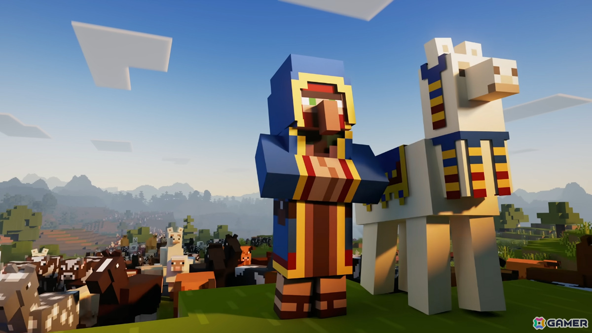 Minecraft LIVEのロゴとマインクラフトのキャラクター