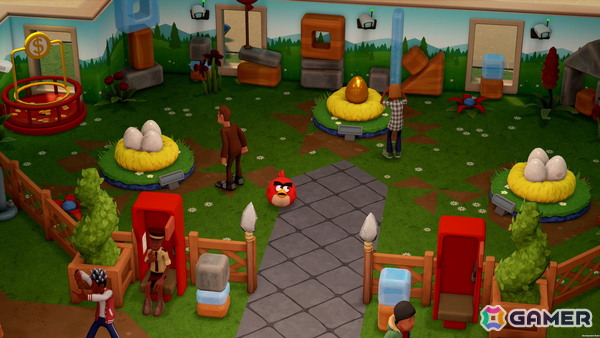 イースターテーマの装飾が施された博物館の内部