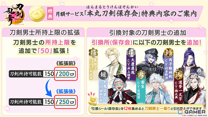 「刀剣乱舞ONLINE」鍛刀で入手可能な刀剣男士が31振り追加！御伴散歩には着せ替え機能が実装の画像