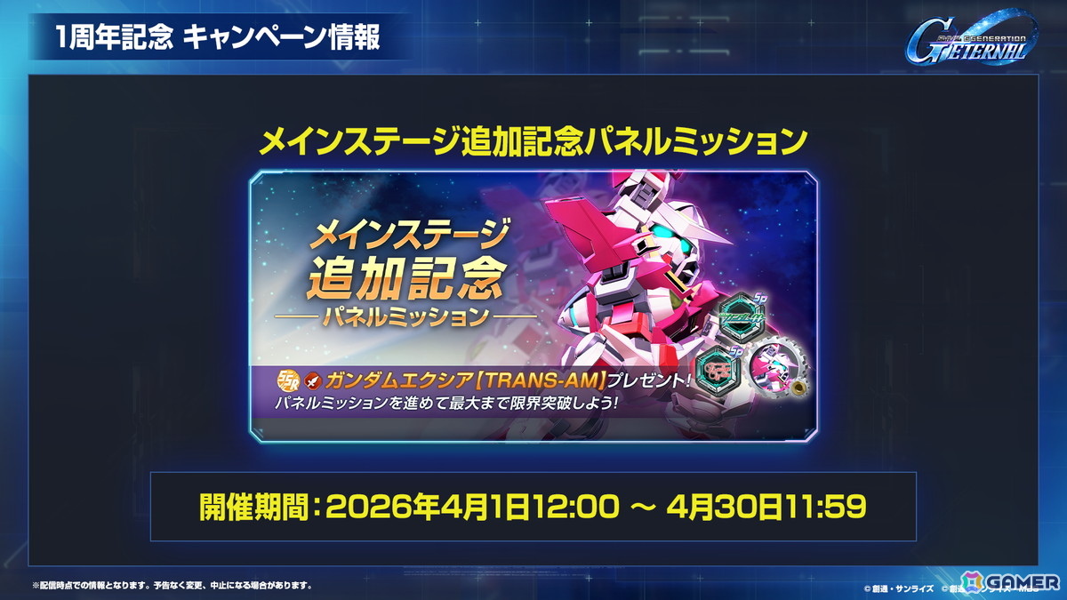 「SDガンダム ジージェネエターナル」メインステージ「機動戦士ガンダム00」（後半）と「新機動戦記ガンダムW Endless Waltz」の追加など1周年情報が公開！の画像35