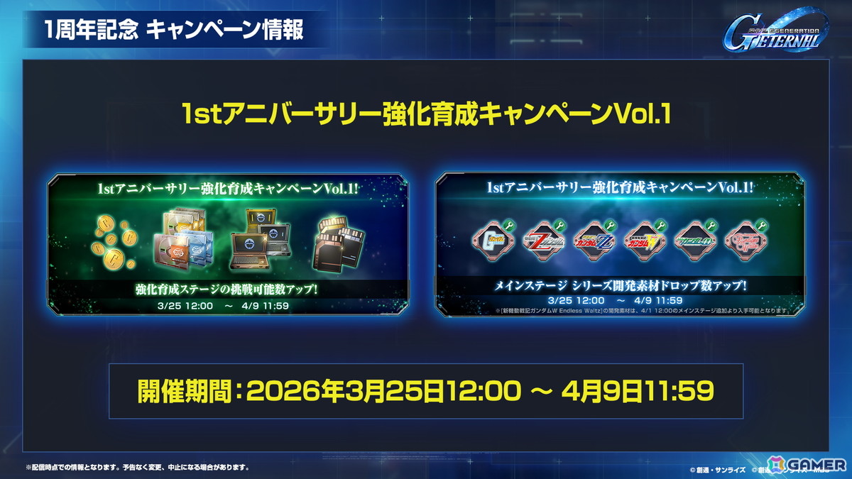 「SDガンダム ジージェネエターナル」メインステージ「機動戦士ガンダム00」（後半）と「新機動戦記ガンダムW Endless Waltz」の追加など1周年情報が公開！の画像38
